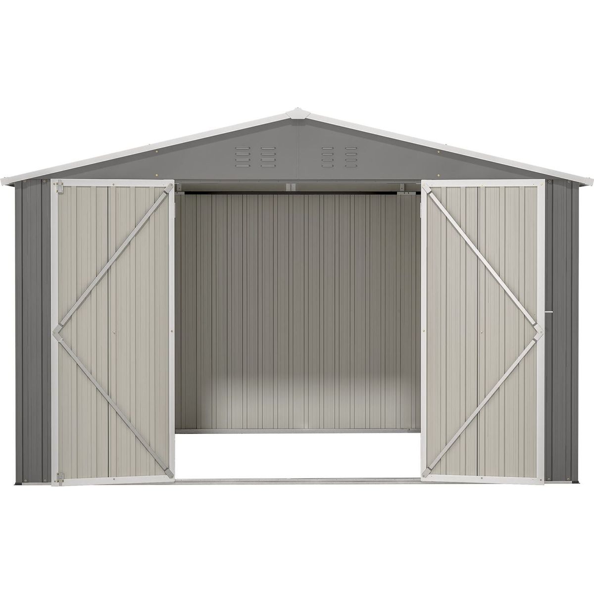 10X8 FT Outdoor Storage Shed, All Weather Metal Sheds withLockable Doors, Tool Shed for Garden, Patio, Backyard, Lawn, Grey