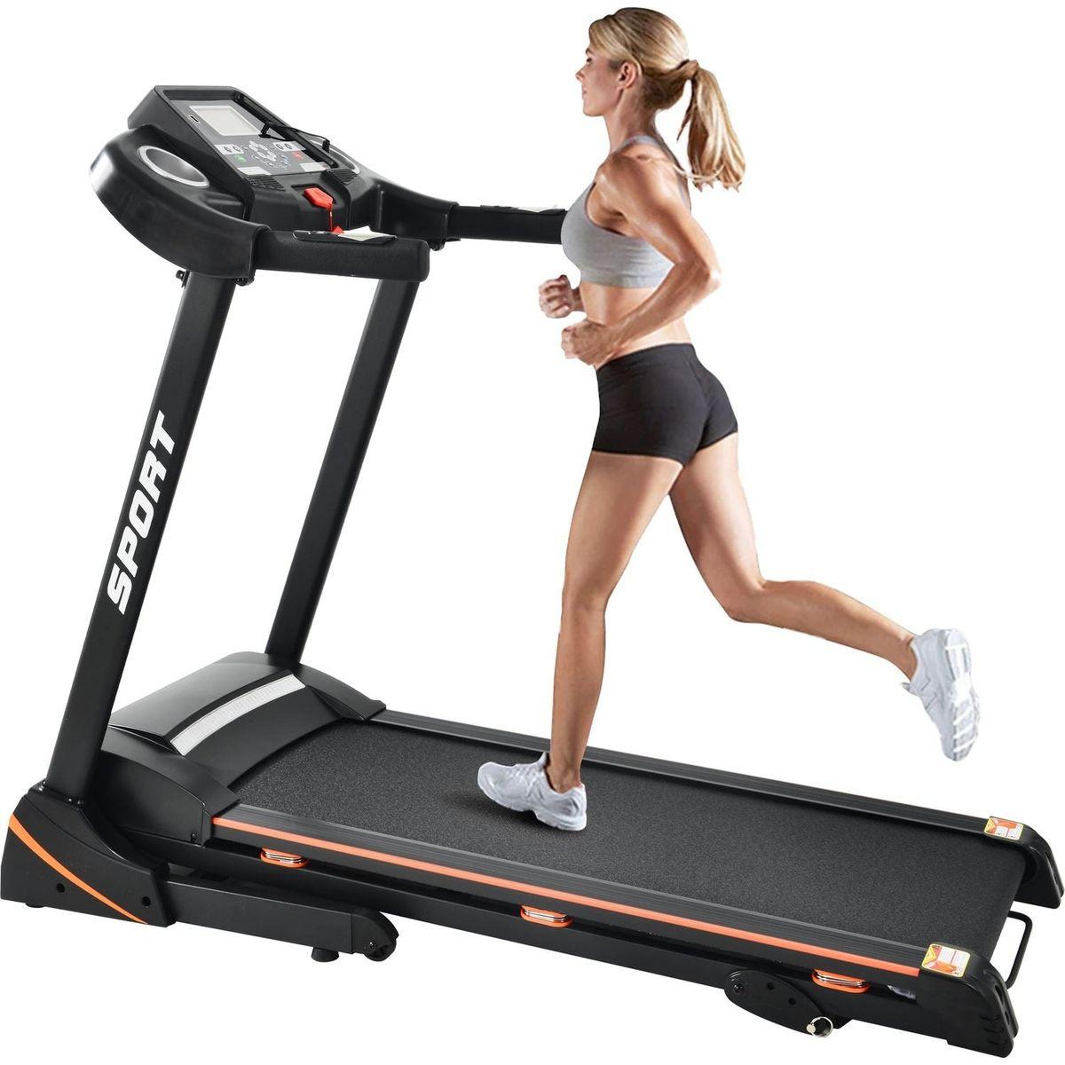 Folding Electric 3.5HP Treadmill With Incline Medium Running Machine Motorised LCD Gym 330lbs Folding Treadmill Electric Motorized Power 14.8KM/H Running Fitness Machine Gym