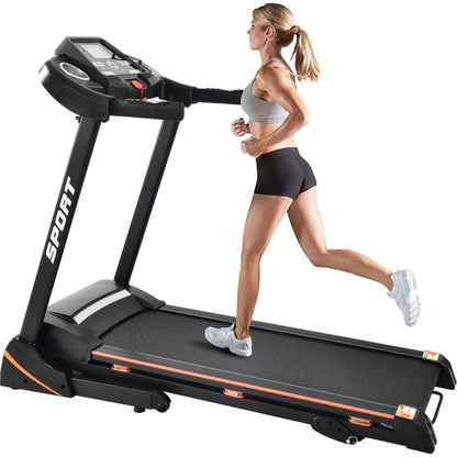 Folding Electric 3.5HP Treadmill With Incline Medium Running Machine Motorised LCD Gym 330lbs Folding Treadmill Electric Motorized Power 14.8KM/H Running Fitness Machine Gym