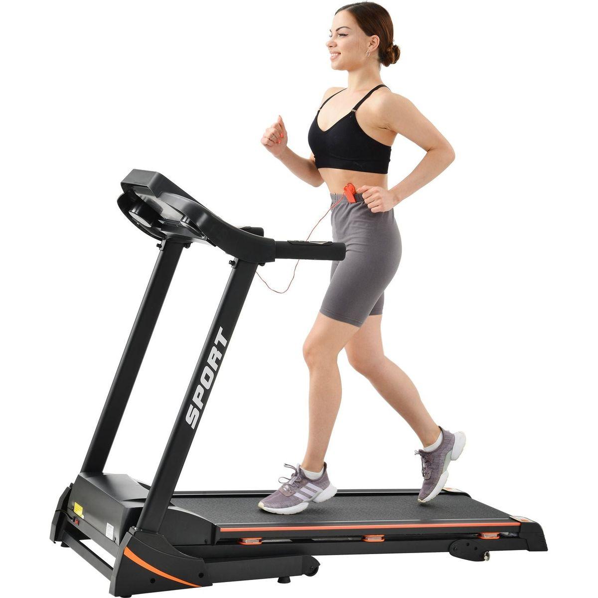 Folding Electric 3.5HP Treadmill With Incline Medium Running Machine Motorised LCD Gym 330lbs Folding Treadmill Electric Motorized Power 14.8KM/H Running Fitness Machine Gym