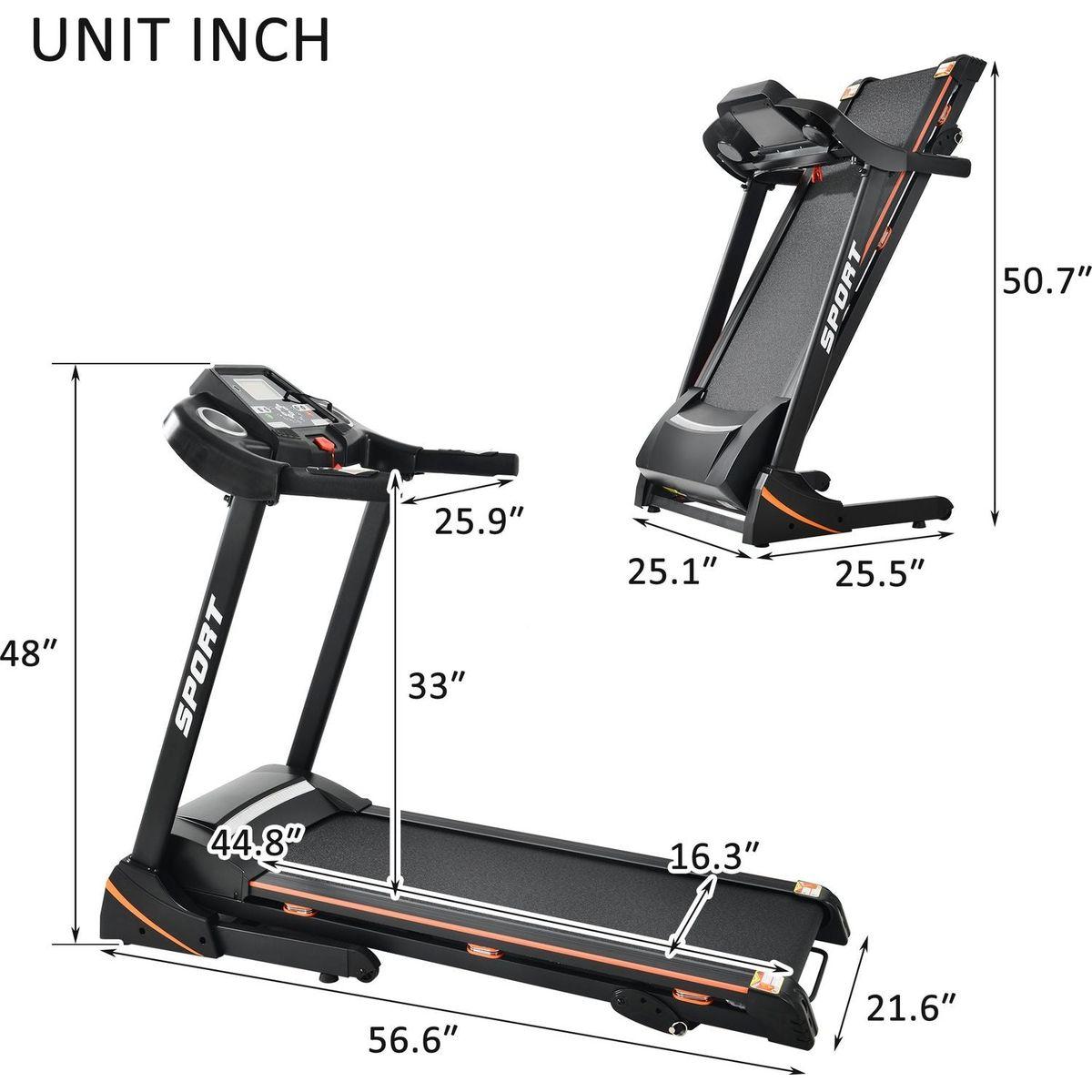 Folding Electric 3.5HP Treadmill With Incline Medium Running Machine Motorised LCD Gym 330lbs Folding Treadmill Electric Motorized Power 14.8KM/H Running Fitness Machine Gym
