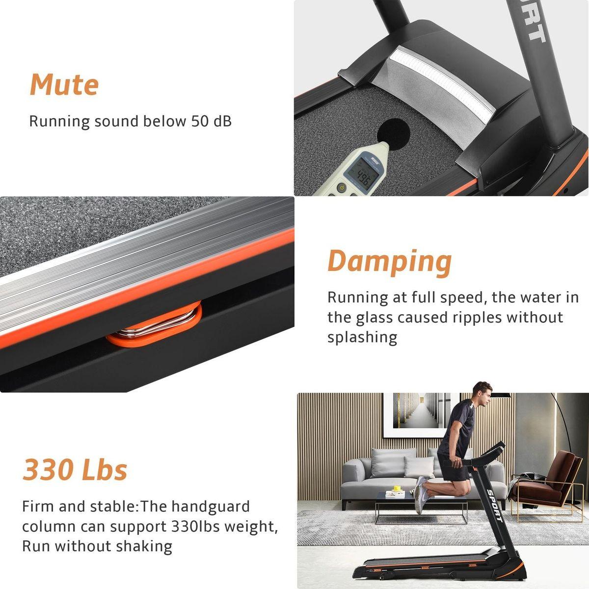 Folding Electric 3.5HP Treadmill With Incline Medium Running Machine Motorised LCD Gym 330lbs Folding Treadmill Electric Motorized Power 14.8KM/H Running Fitness Machine Gym