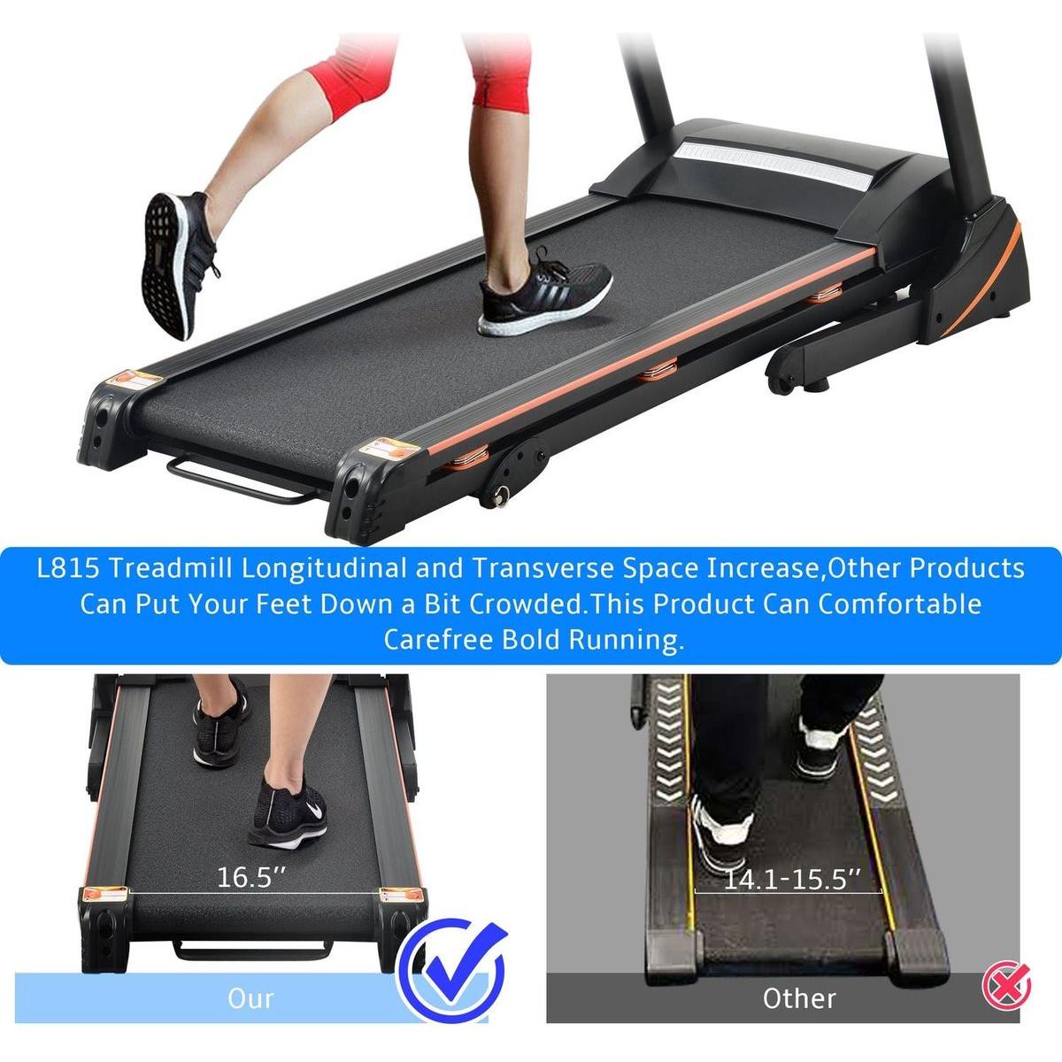 Folding Electric 3.5HP Treadmill With Incline Medium Running Machine Motorised LCD Gym 330lbs Folding Treadmill Electric Motorized Power 14.8KM/H Running Fitness Machine Gym