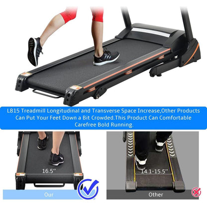 Folding Electric 3.5HP Treadmill With Incline Medium Running Machine Motorised LCD Gym 330lbs Folding Treadmill Electric Motorized Power 14.8KM/H Running Fitness Machine Gym