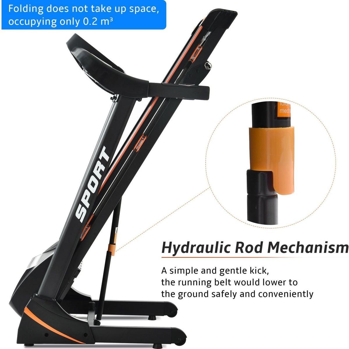 Folding Electric 3.5HP Treadmill With Incline Medium Running Machine Motorised LCD Gym 330lbs Folding Treadmill Electric Motorized Power 14.8KM/H Running Fitness Machine Gym