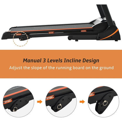 Folding Electric 3.5HP Treadmill With Incline Medium Running Machine Motorised LCD Gym 330lbs Folding Treadmill Electric Motorized Power 14.8KM/H Running Fitness Machine Gym