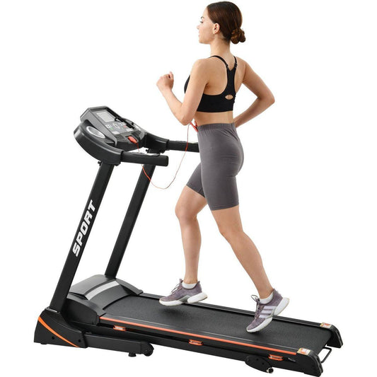 Folding Electric 3.5HP Treadmill With Incline Medium Running Machine Motorised LCD Gym 330lbs Folding Treadmill Electric Motorized Power 14.8KM/H Running Fitness Machine Gym