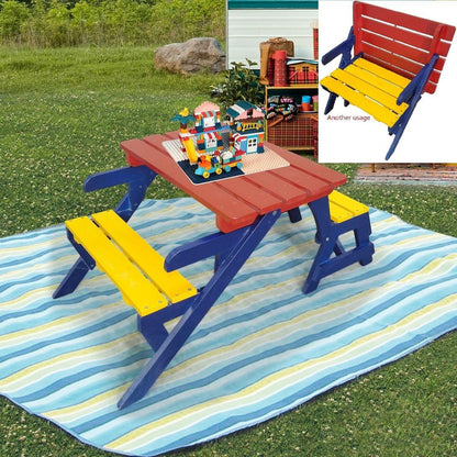 KID'S MULTI-FUNCTIONAL ARM CHAIR,TABLE+ 2 BENCHES (All-in-one)