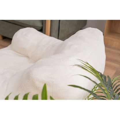Soft Teddy Fabric Tufted Foam Bean Bag Chair With Teddy Fabric Ivory White