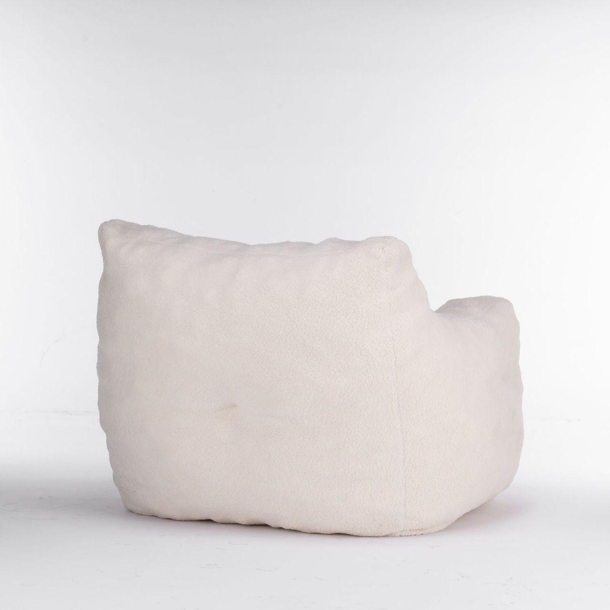 Soft Teddy Fabric Tufted Foam Bean Bag Chair With Teddy Fabric Ivory White