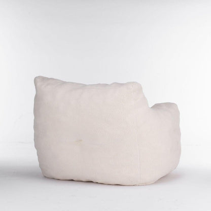 Soft Teddy Fabric Tufted Foam Bean Bag Chair With Teddy Fabric Ivory White
