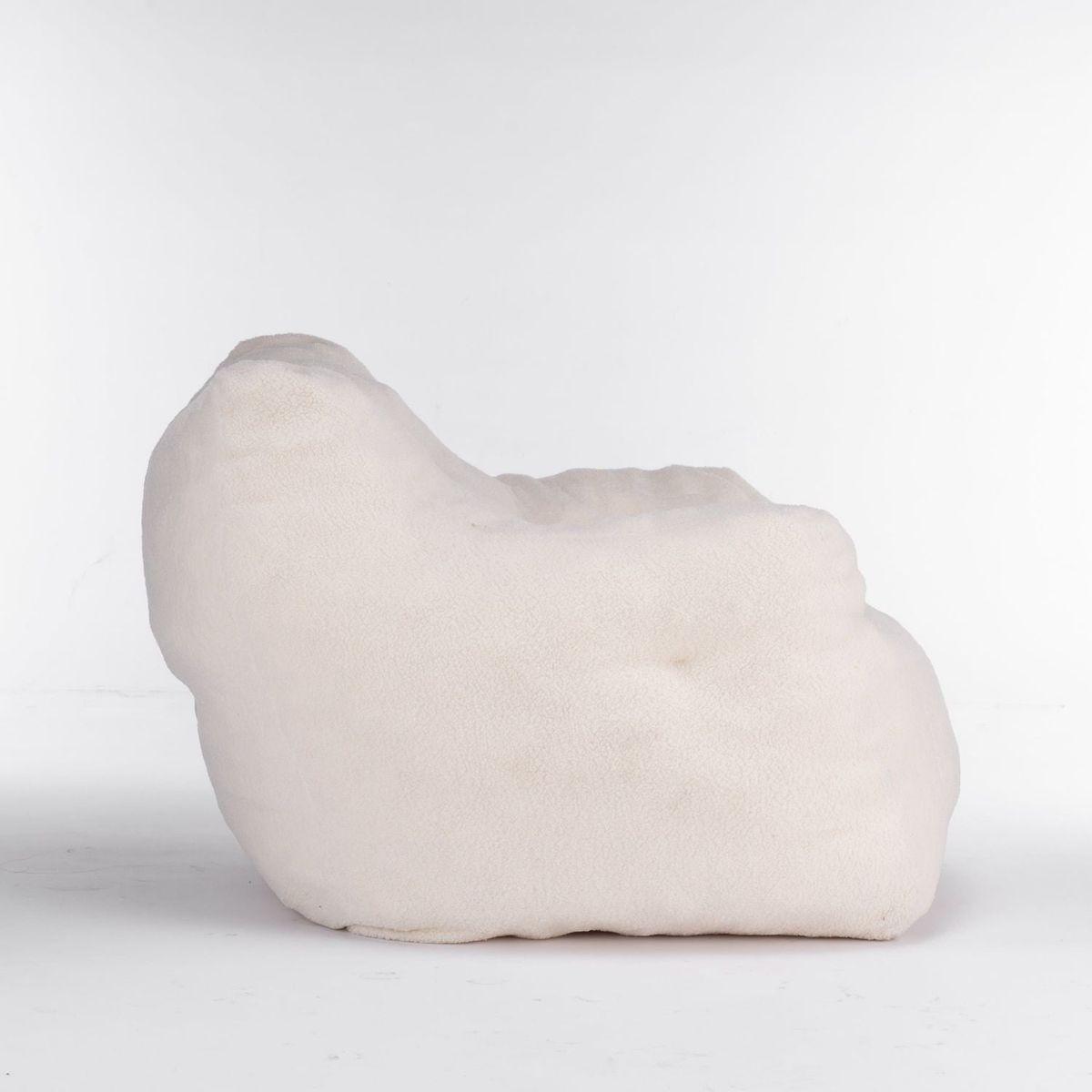 Soft Teddy Fabric Tufted Foam Bean Bag Chair With Teddy Fabric Ivory White