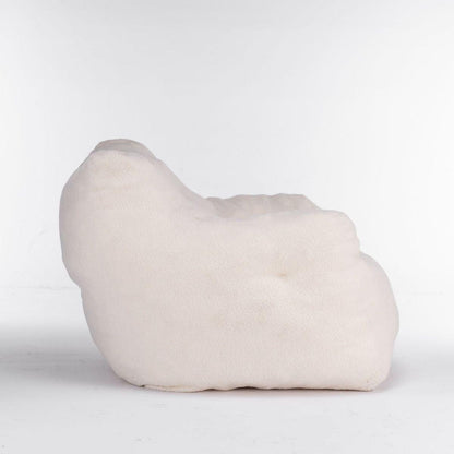 Soft Teddy Fabric Tufted Foam Bean Bag Chair With Teddy Fabric Ivory White