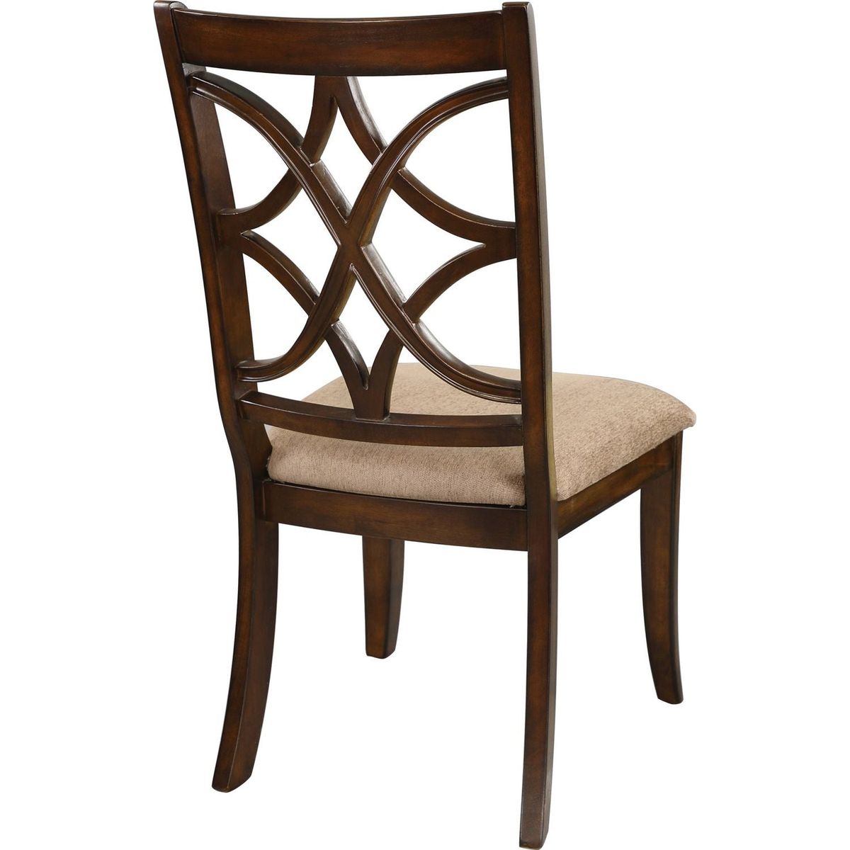 Wooden Side Chairs Set of 2 Elegant Back Design Fabric Upholstery Cherry Finish Formal Dining Furniture