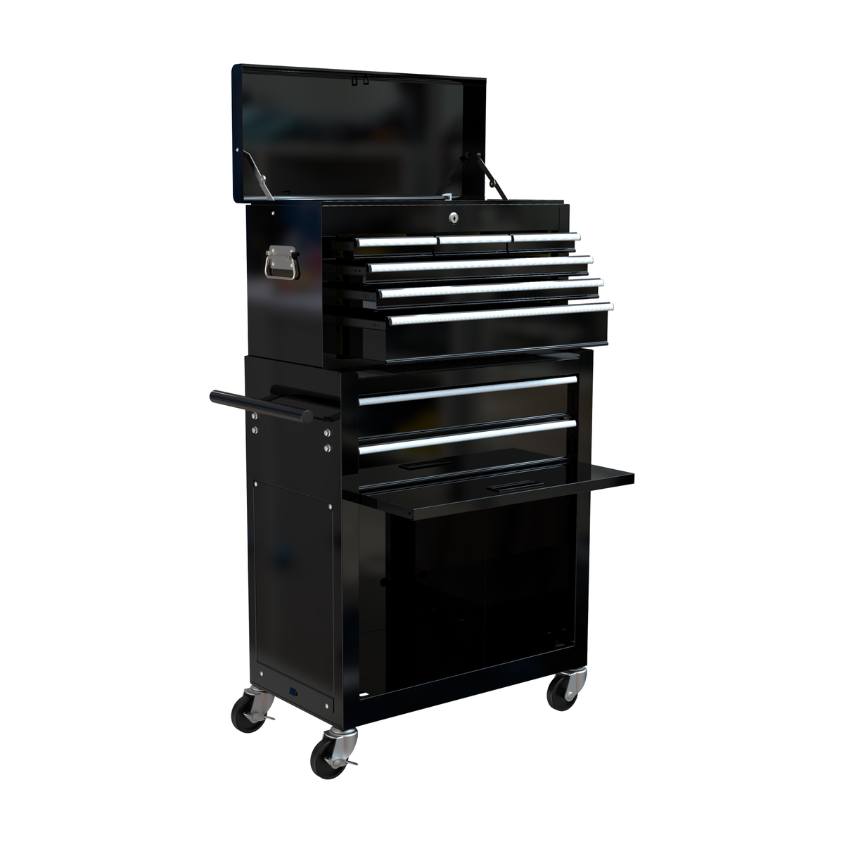 High Capacity Rolling Tool Chest with Wheels and Drawers, 8-Drawer Tool Storage Cabinet--BLACK