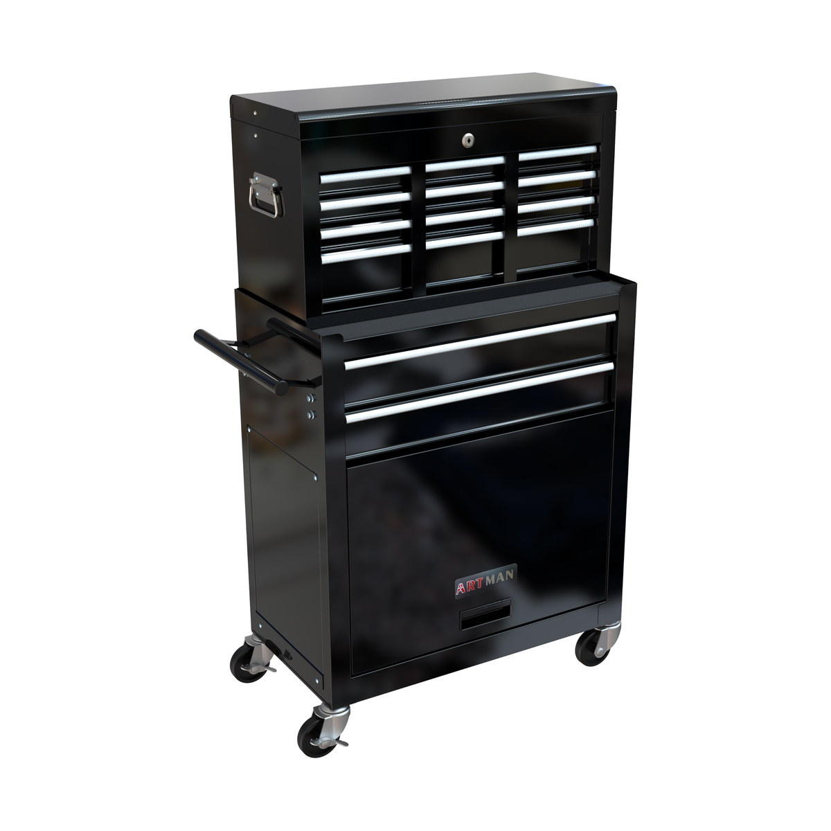 High Capacity Rolling Tool Chest with Wheels and Drawers, 8-Drawer Tool Storage Cabinet--BLACK
