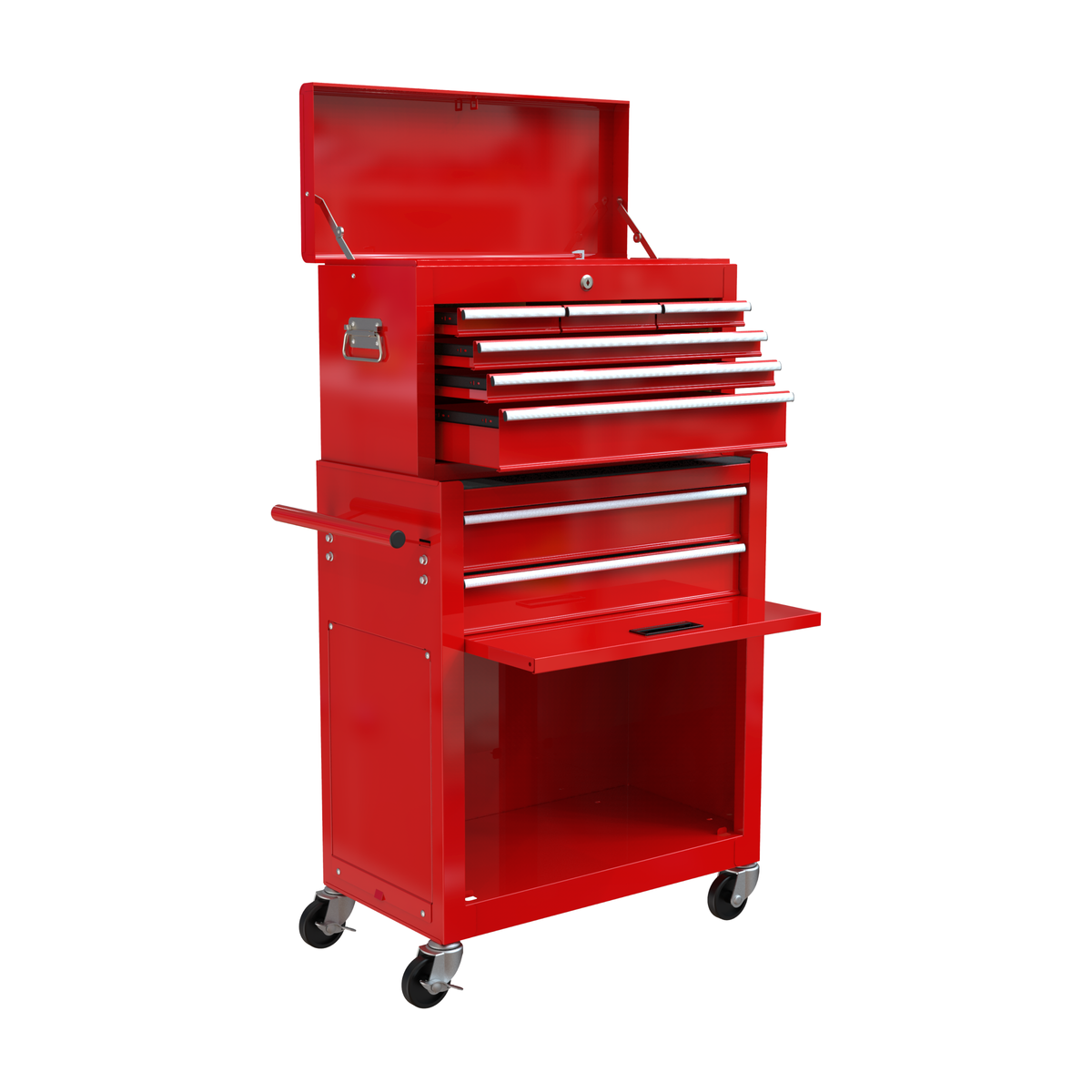 High Capacity Rolling Tool Chest with Wheels and Drawers, 8-Drawer Tool Storage Cabinet--RED