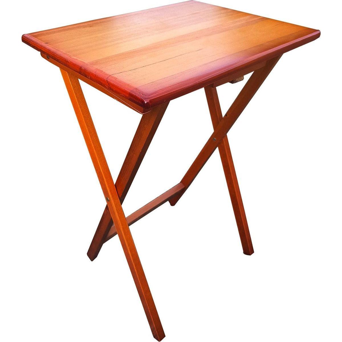 Folding Trays with Storage Rack,Snack Table - Set of 4,honey