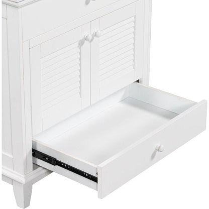 30" Bathroom Vanity with Sink, Bathroom Cabinet with Two Doors and One Drawer, White