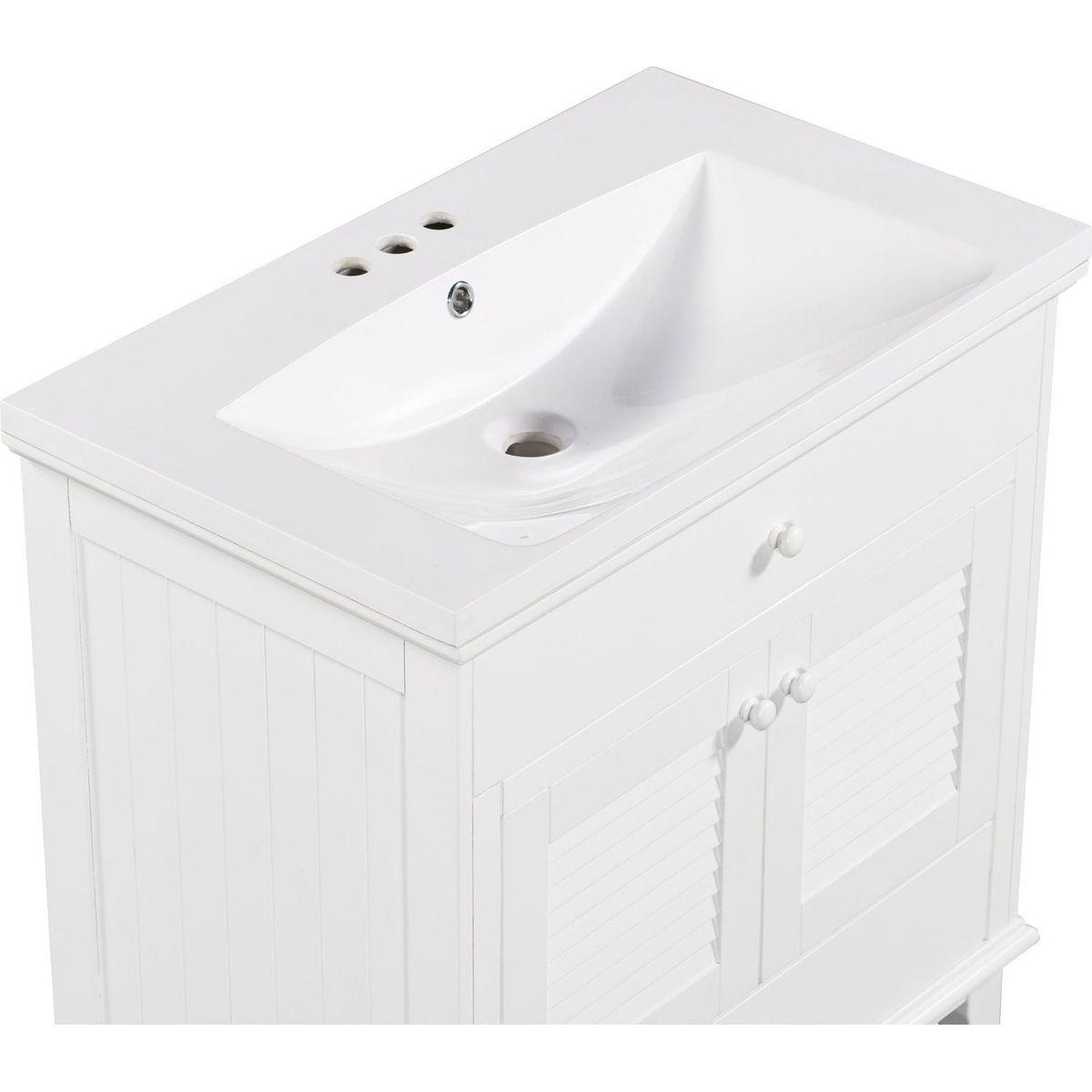 30" Bathroom Vanity with Sink, Bathroom Cabinet with Two Doors and One Drawer, White