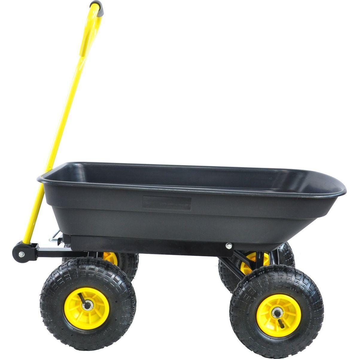 Folding car Poly Garden dump truck with steel frame, 10 inches. Pneumatic tire, 300 lb capacity body 55L black - Streamdale Furniture