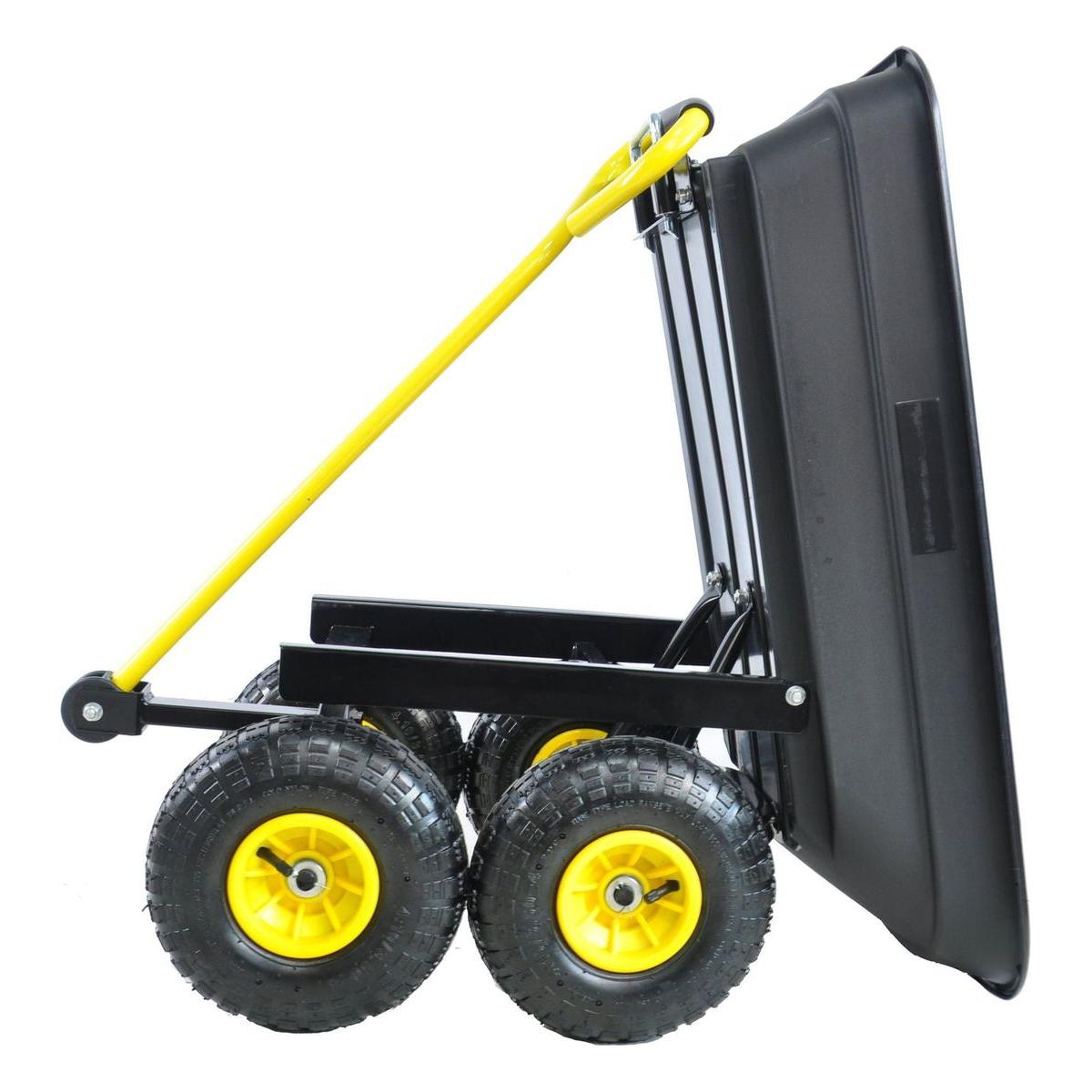 Folding car Poly Garden dump truck with steel frame, 10 inches. Pneumatic tire, 300 lb capacity body 55L black - Streamdale Furniture