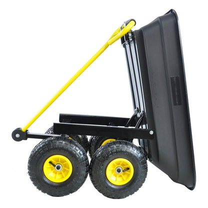 Folding car Poly Garden dump truck with steel frame, 10 inches. Pneumatic tire, 300 lb capacity body 55L black - Streamdale Furniture