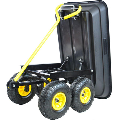 Folding car Poly Garden dump truck with steel frame, 10 inches. Pneumatic tire, 300 lb capacity body 55L black - Streamdale Furniture