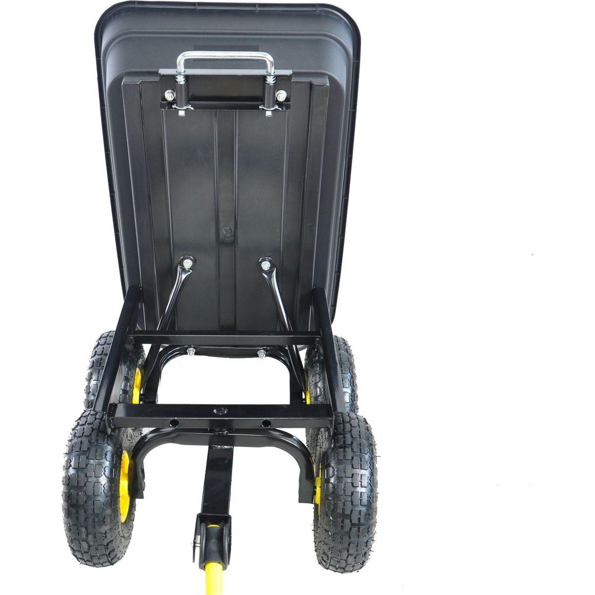Folding car Poly Garden dump truck with steel frame, 10 inches. Pneumatic tire, 300 lb capacity body 55L black - Streamdale Furniture