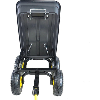 Folding car Poly Garden dump truck with steel frame, 10 inches. Pneumatic tire, 300 lb capacity body 55L black - Streamdale Furniture