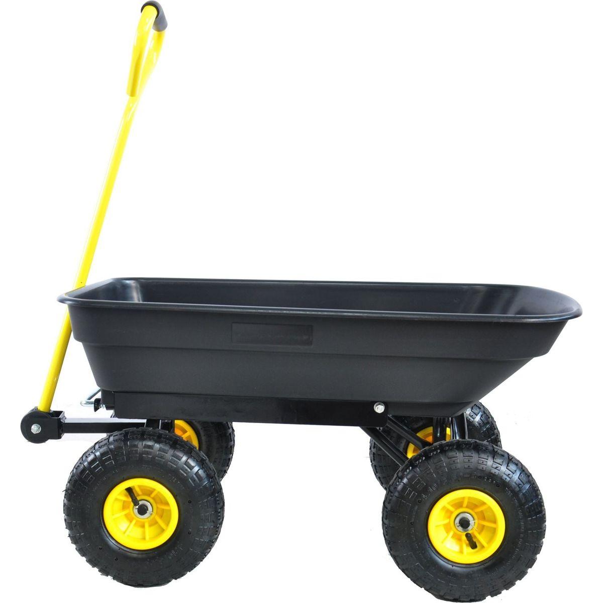 Folding car Poly Garden dump truck with steel frame, 10 inches. Pneumatic tire, 300 lb capacity body 55L black - Streamdale Furniture