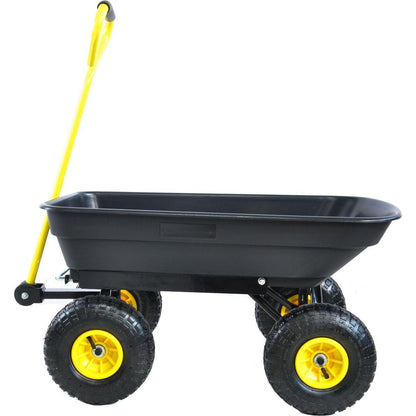 Folding car Poly Garden dump truck with steel frame, 10 inches. Pneumatic tire, 300 lb capacity body 55L black - Streamdale Furniture
