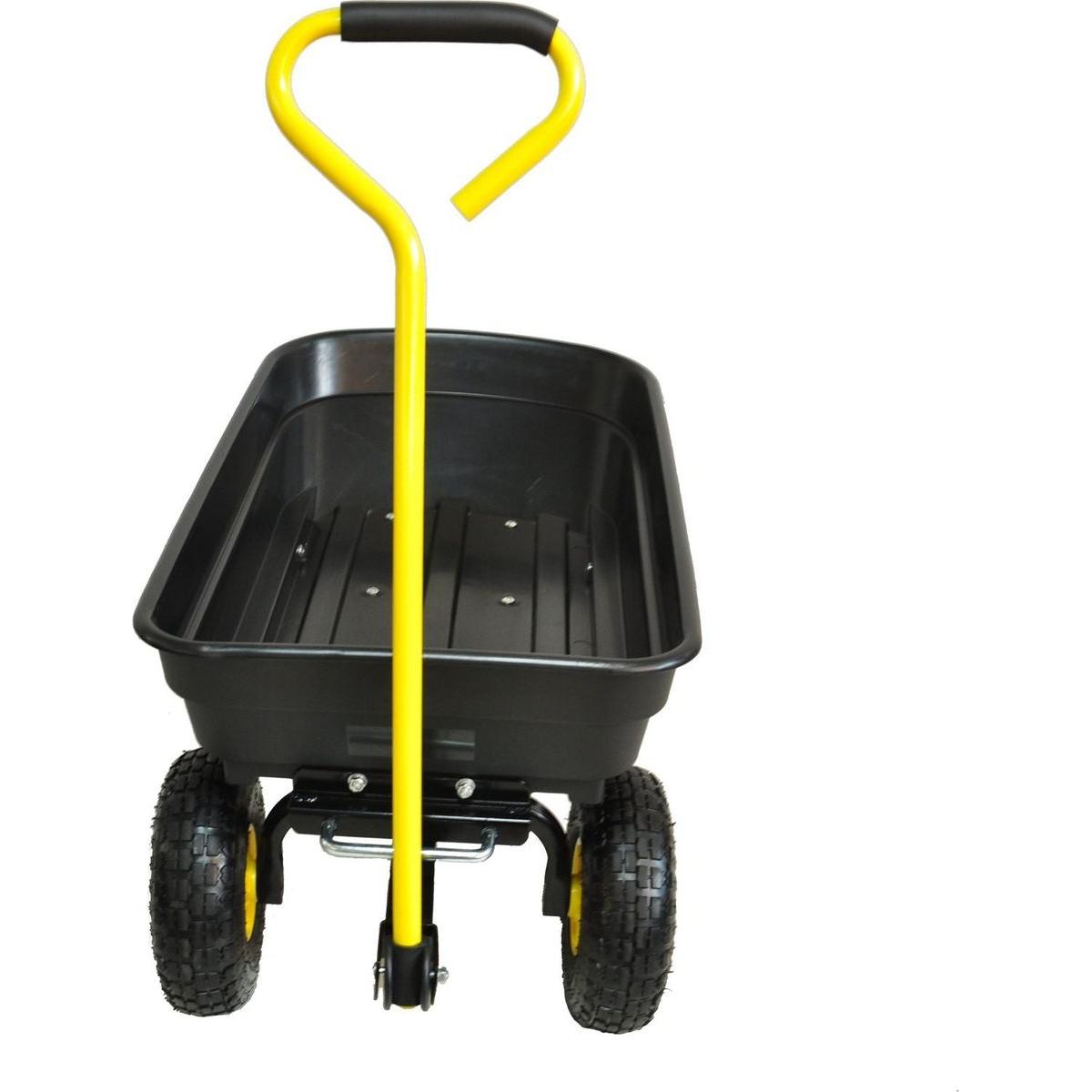 Folding car Poly Garden dump truck with steel frame, 10 inches. Pneumatic tire, 300 lb capacity body 55L black - Streamdale Furniture