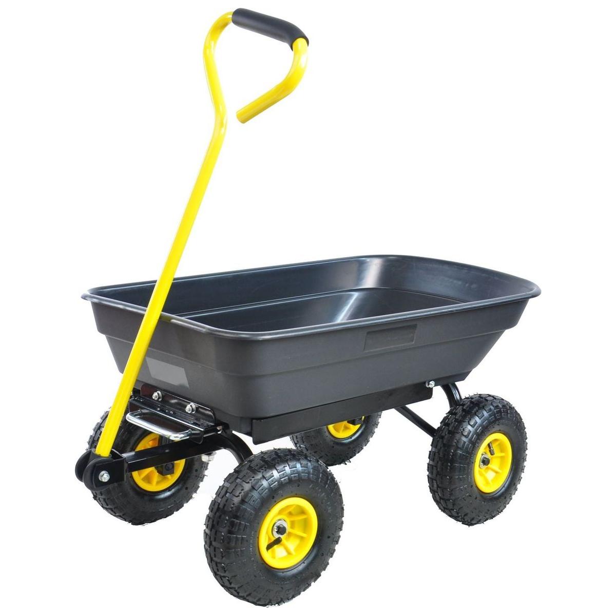 Folding car Poly Garden dump truck with steel frame, 10 inches. Pneumatic tire, 300 lb capacity body 55L black - Streamdale Furniture