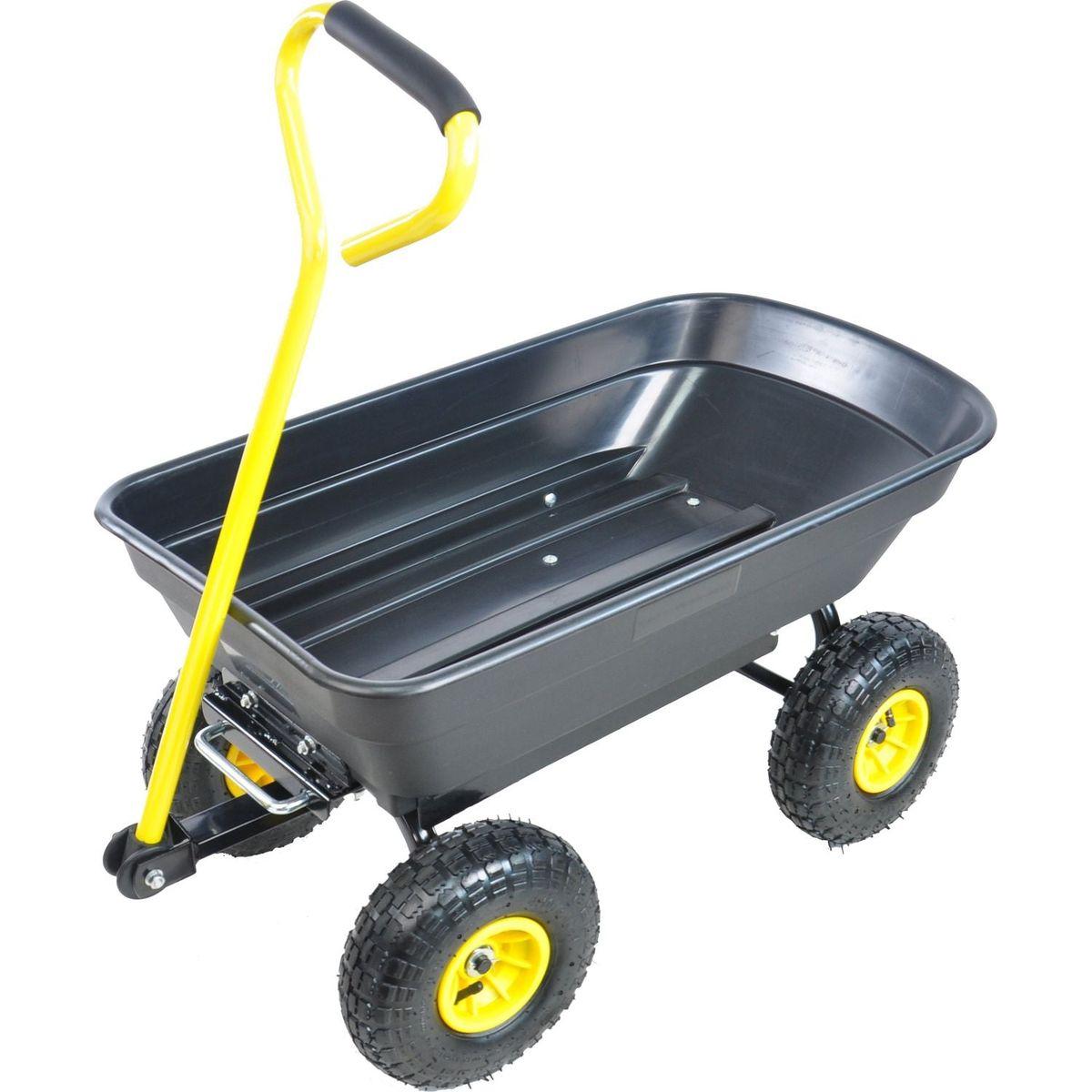 Folding car Poly Garden dump truck with steel frame, 10 inches. Pneumatic tire, 300 lb capacity body 55L black - Streamdale Furniture