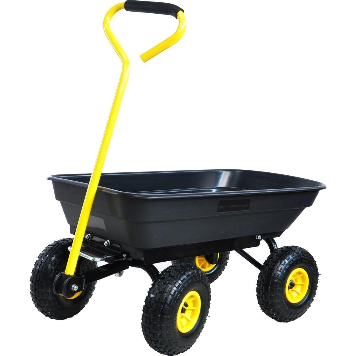 Folding car Poly Garden dump truck with steel frame, 10 inches. Pneumatic tire, 300 lb capacity body 55L black - Streamdale Furniture