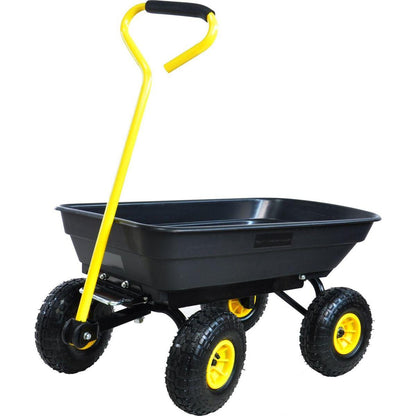 Folding car Poly Garden dump truck with steel frame, 10 inches. Pneumatic tire, 300 lb capacity body 55L black - Streamdale Furniture