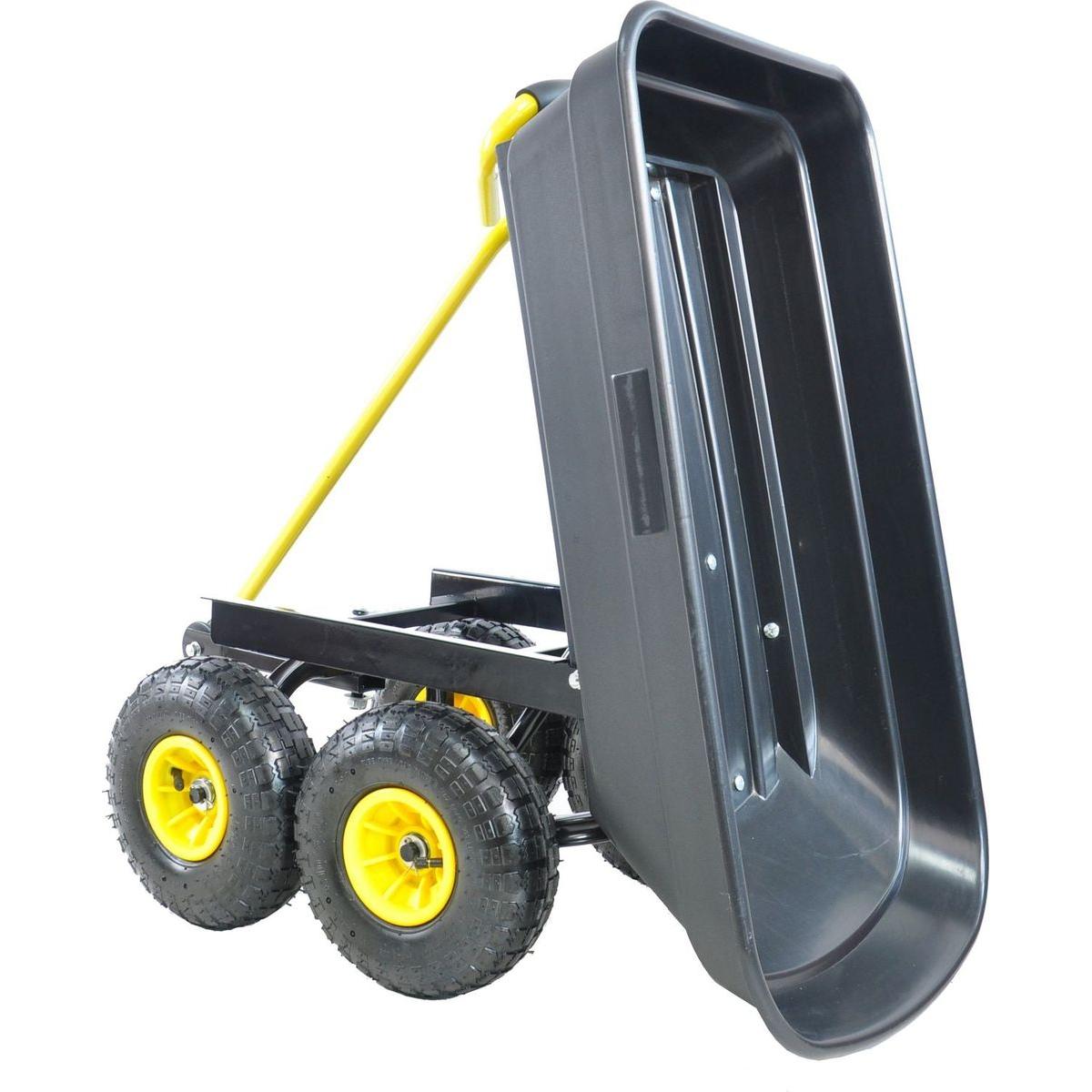 Folding car Poly Garden dump truck with steel frame, 10 inches. Pneumatic tire, 300 lb capacity body 55L black - Streamdale Furniture