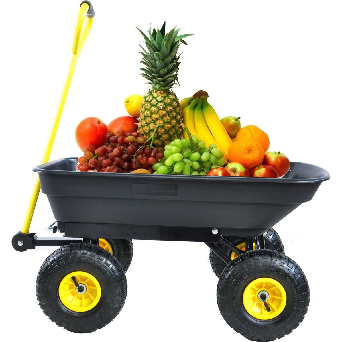 Folding car Poly Garden dump truck with steel frame, 10 inches. Pneumatic tire, 300 lb capacity body 55L black - Streamdale Furniture