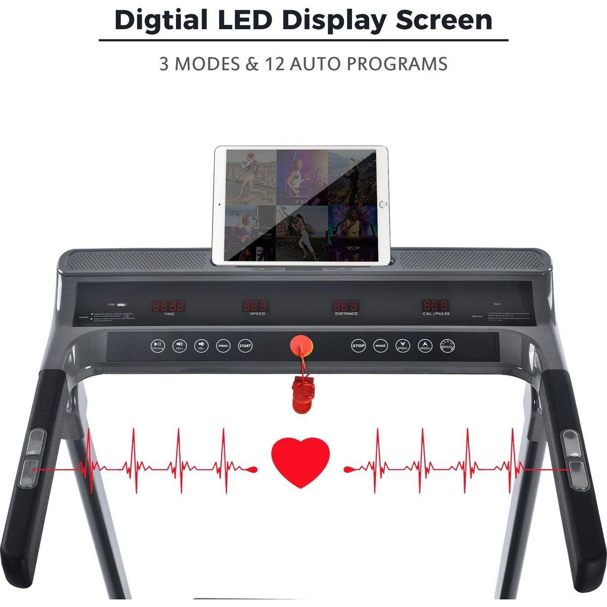 Folding Electric 3.5HP Treadmill Medium Running Machine Motorised Gym 330lb,Portable Compact Treadmill Foldable for Home Gym Fitness Workout Jogging Walking,Electric Motorized Power 14KM/H