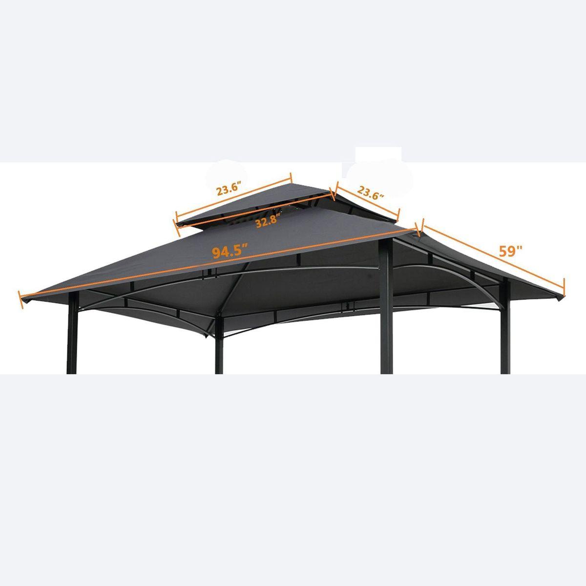 8x5Ft Grill Gazebo Replacement Canopy,Double Tiered BBQ Tent Roof Top Cover - Streamdale Furniture