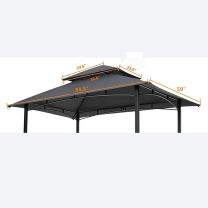8x5Ft Grill Gazebo Replacement Canopy,Double Tiered BBQ Tent Roof Top Cover - Streamdale Furniture
