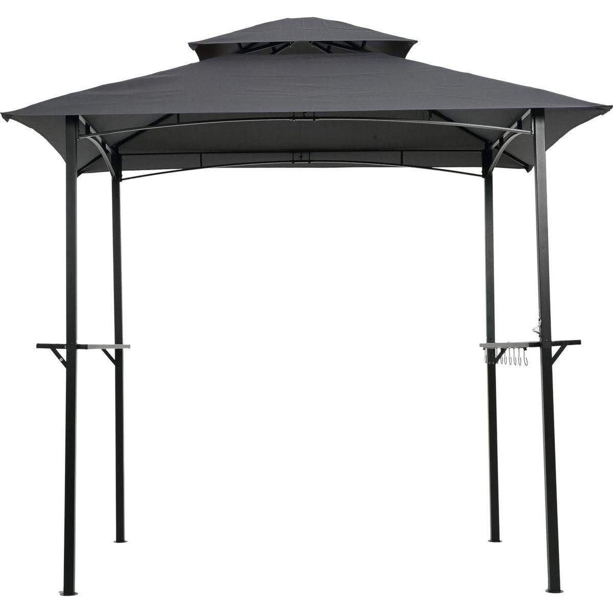 8x5Ft Grill Gazebo Replacement Canopy,Double Tiered BBQ Tent Roof Top Cover - Streamdale Furniture