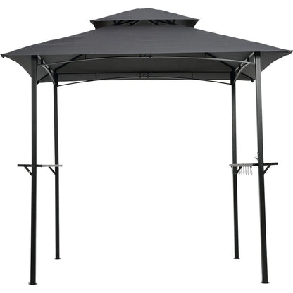 8x5Ft Grill Gazebo Replacement Canopy,Double Tiered BBQ Tent Roof Top Cover - Streamdale Furniture