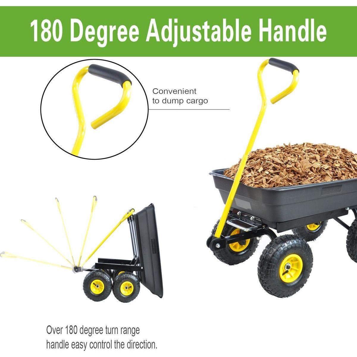 Folding car Poly Garden dump truck with steel frame, 10 inches. Pneumatic tire, 300 lb capacity body 55L black - Streamdale Furniture