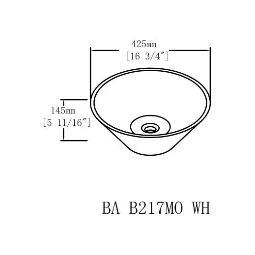 Ceramic Round Above Counter White Bathroom Sink Art Basin(BAB217MOWH)