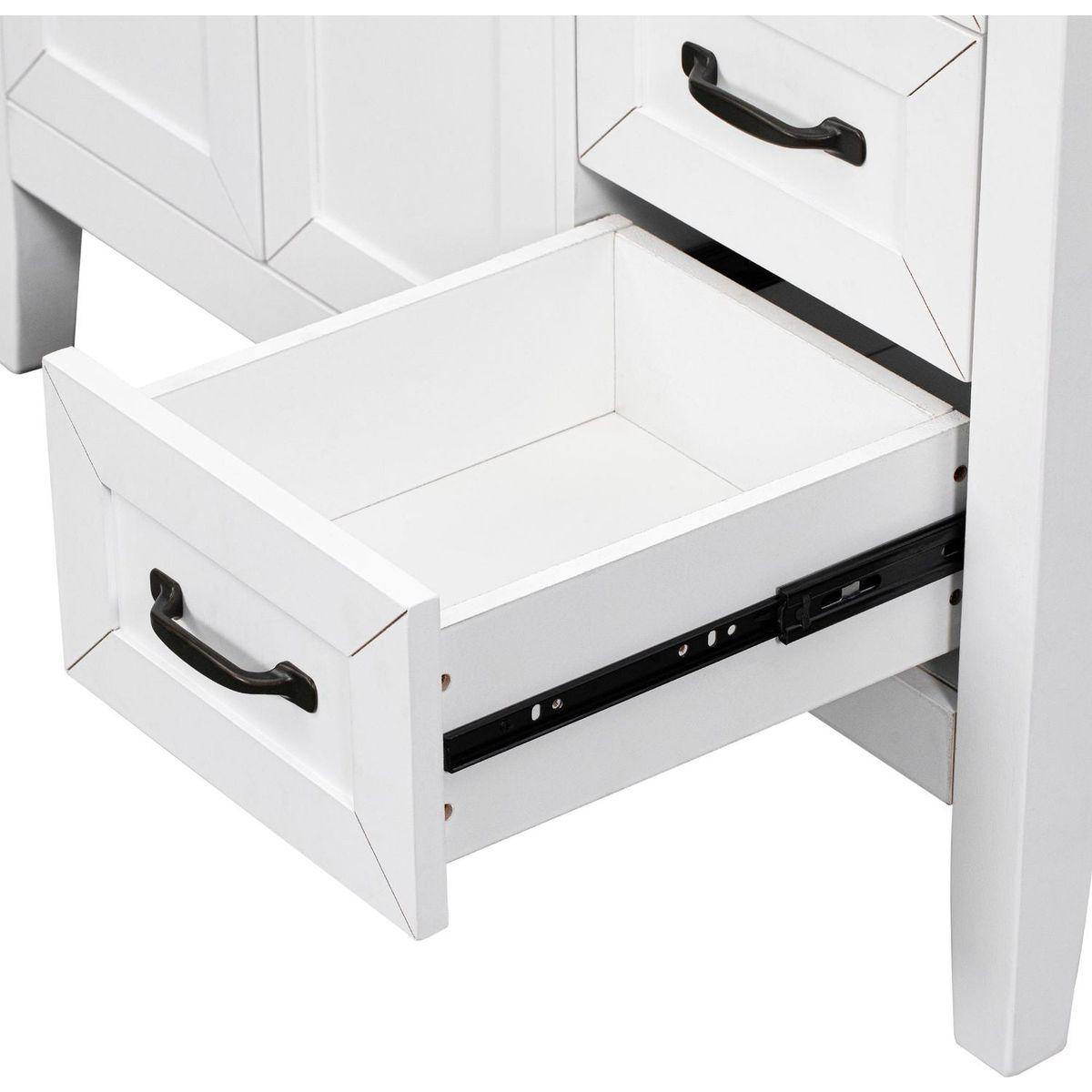 36" Bathroom Vanity without Sink, Cabinet Base Only, Bathroom Cabinet with Drawers, Solid Frame and MDF Board, White