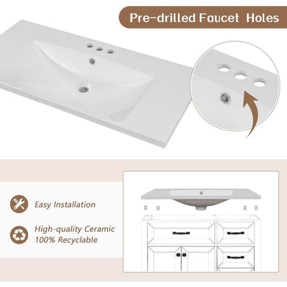 36" Bathroom Vanity with Sink Combo, White Bathroom Cabinet with Drawers, Solid Frame and MDF Board