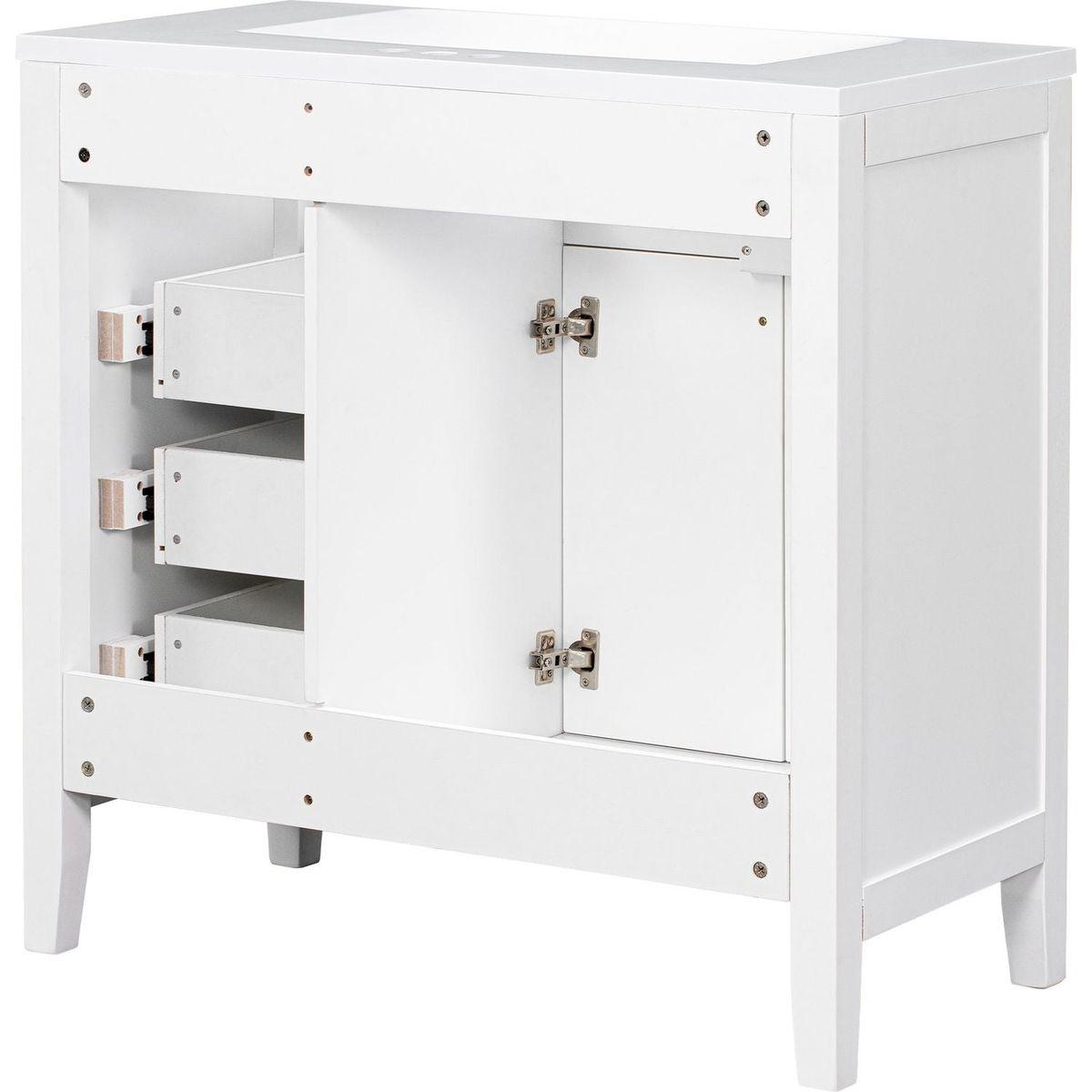 36" Bathroom Vanity with Sink Combo, White Bathroom Cabinet with Drawers, Solid Frame and MDF Board