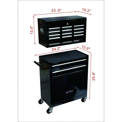 High Capacity Rolling Tool Chest with Wheels and Drawers, 8-Drawer Tool Storage Cabinet--BLACK